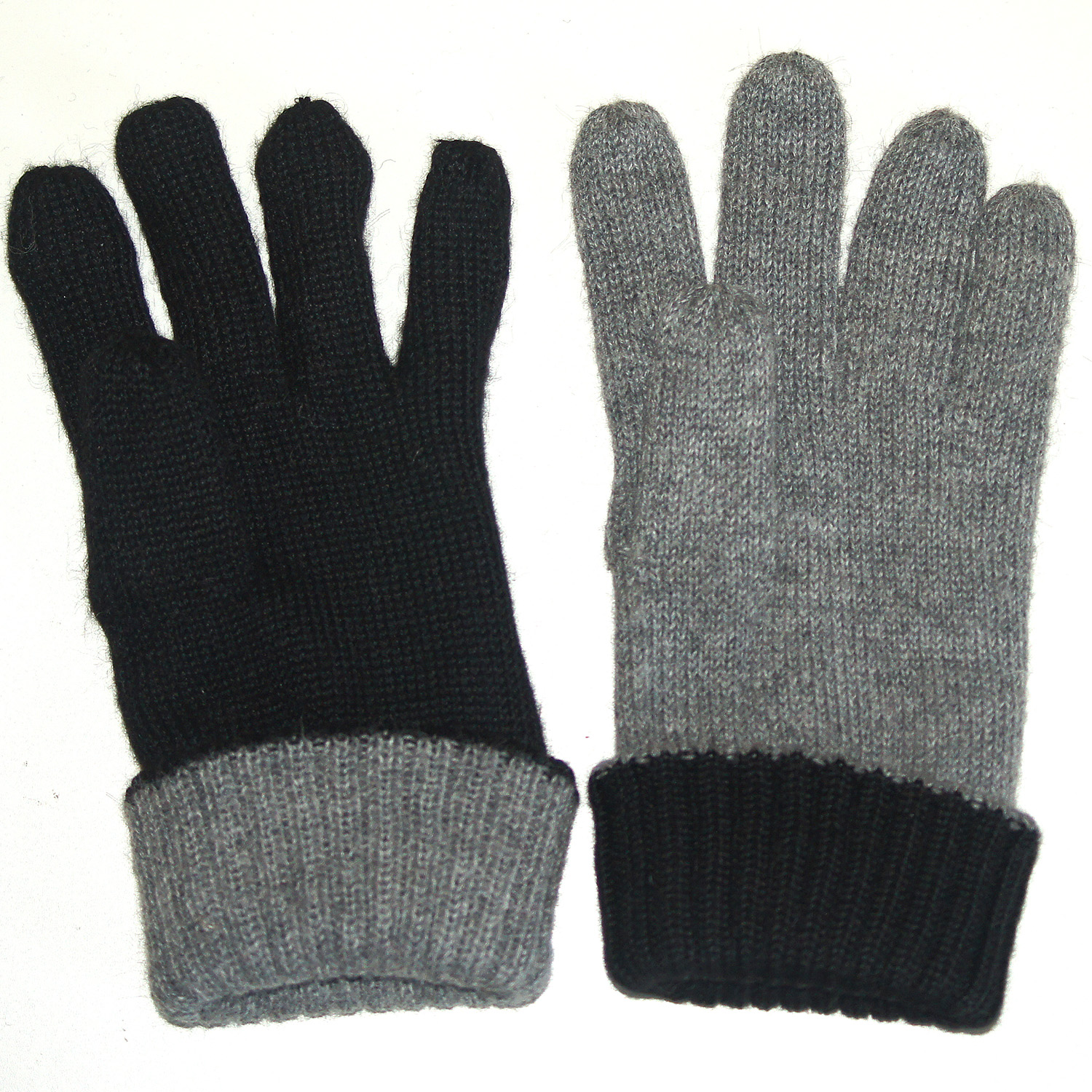 Wendehandschuhe/revers. gloves Damen/women, Farbe/colour: schwarz-grau/black-grey, Größe/size: M